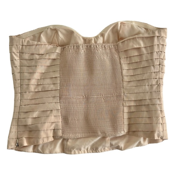 Silence + Noise Strapless Bustier Top Pleated Side Zip Strretch Back Size Large - Picture 12 of 14